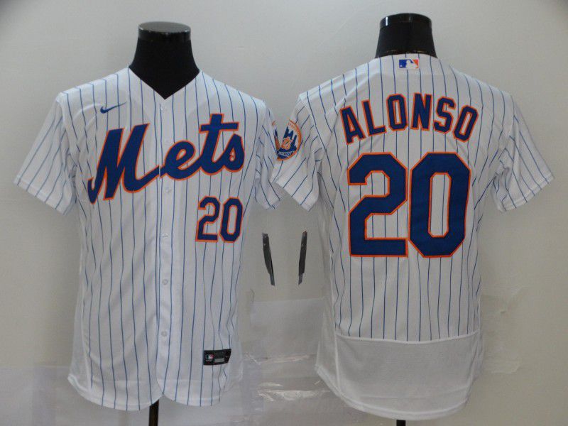 Men New York Mets #20 Alonso White Nike Elite MLB Jerseys